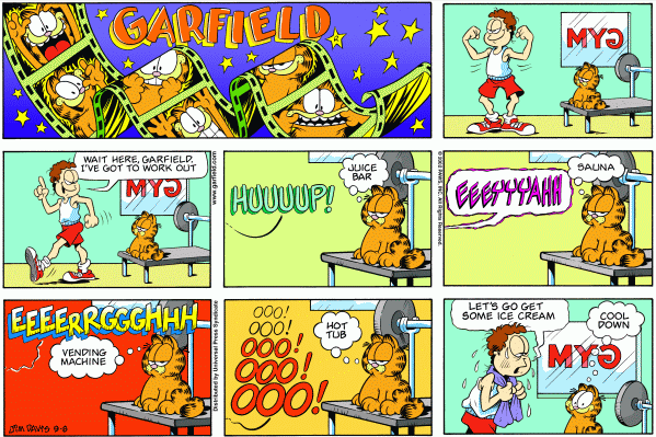 Garfield Comic September 8, 2002 - Going to the Gym