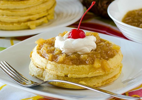 Pineapple Upside Down Waffles for Dinner and A Movie Valentines Day